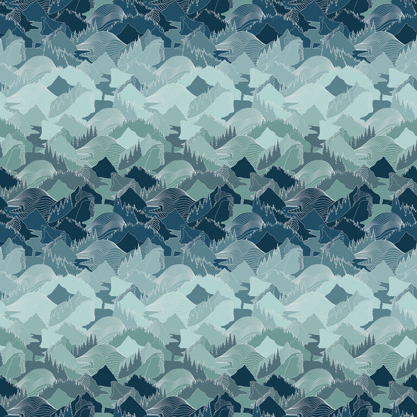 Nordic Solstice Terrain Frosted Fjord - 108" Wide Backing Fabric - 10639-B - 3 YARD CUT - Andover Fabrics, quilting fabric