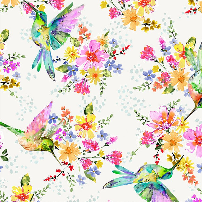 Windham Fabrics A Hummingbird's Charm Pretty Pollinators Ivory 108" Wide Backing Fabric - 54323W-1 -1 YARD Fabrics Windham Fabrics