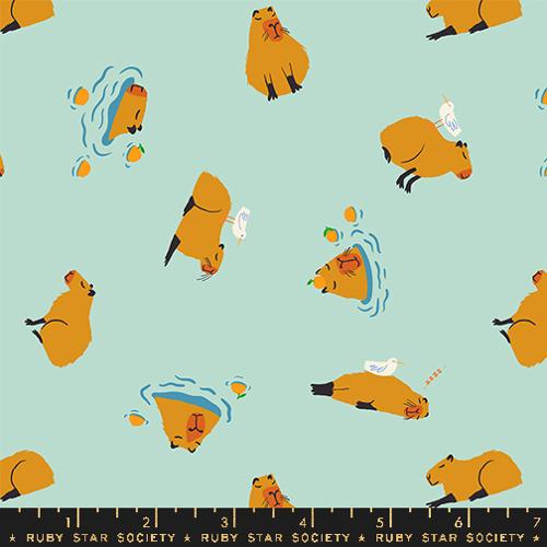 Animal Animal Capybaras Minty RS5164-13 Fabrics Moda Fabrics