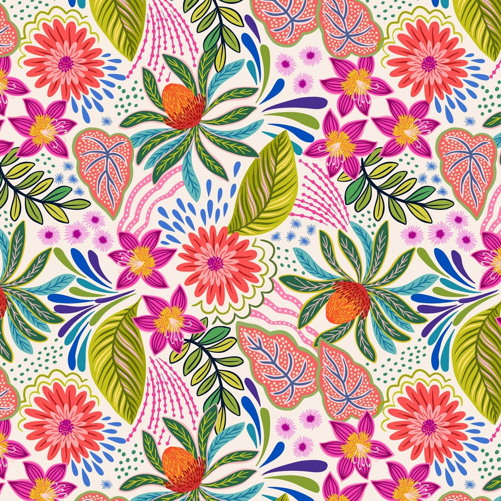 Bahia Flora Cream A807.1 Fabrics Lewis & Irene