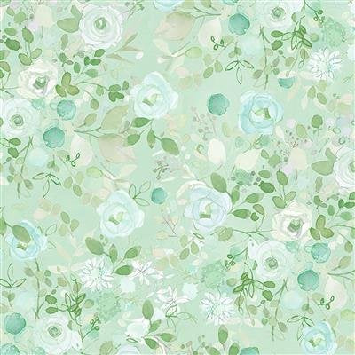 Blush Digital Roses Light Mint T-25-79 Fabrics Clothworks
