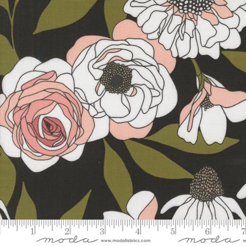 Botany Cabbage Rose Ink 11550-12 Fabrics Moda Fabrics