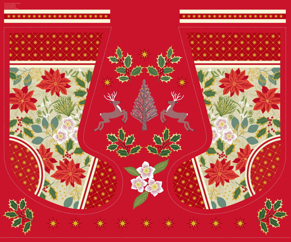 Yuletide Stocking Panel C99 Fabrics Lewis & Irene   