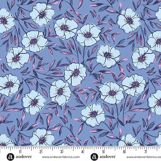 Petals and Stitches Denim Bouquet Bliss A1567-B Fabrics Andover Fabrics