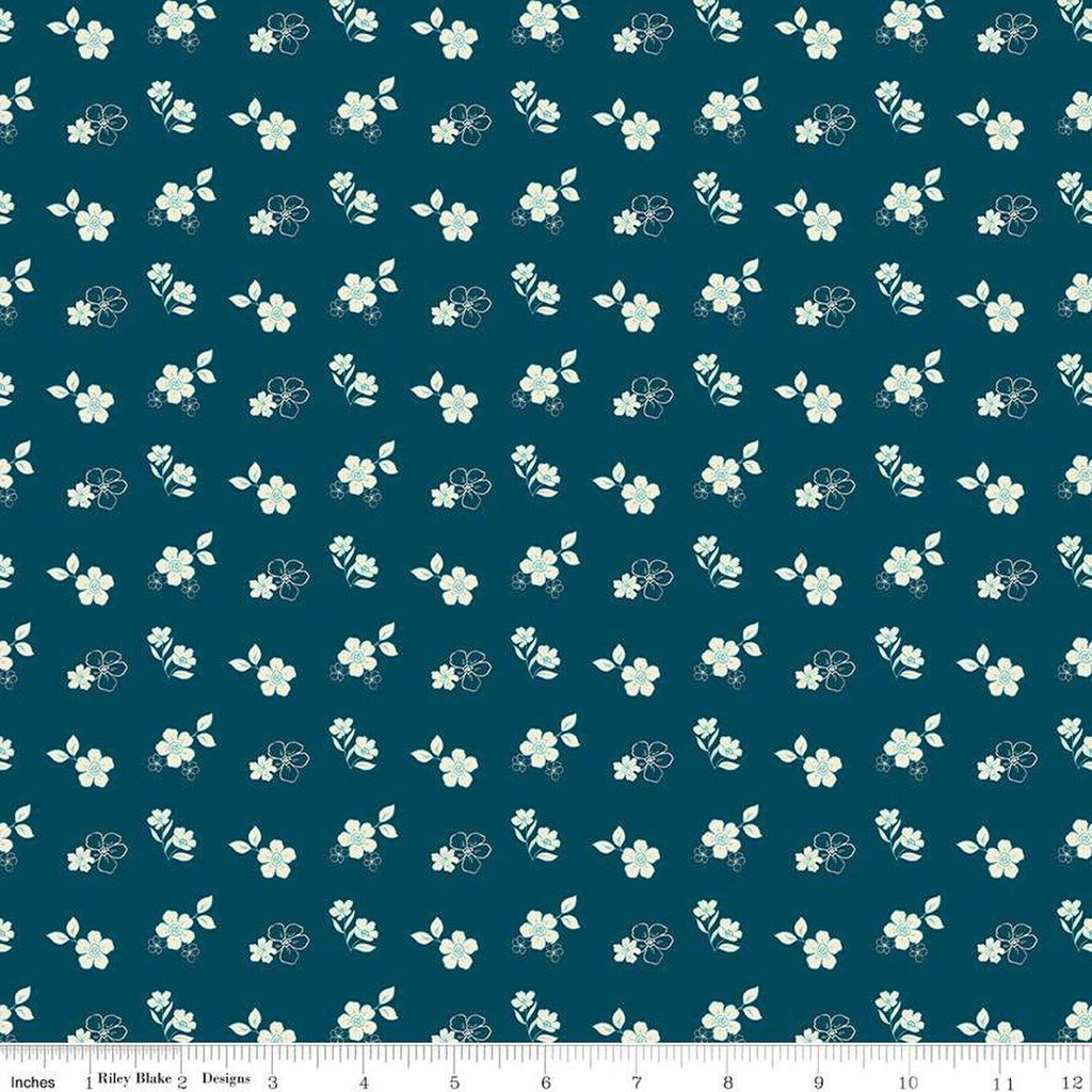 Feed My Soul Tossed Floral Navy C14553 Fabrics Riley Blake   