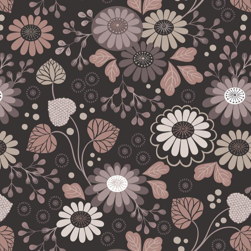 Lewis & Irene Floral Dark Earth 108" Wide Backing Fabric - W14 - 3 YARD Fabrics Lewis & Irene