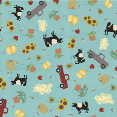 Happy Day Farm Life Light Teal Y3561-103 Fabrics Clothworks