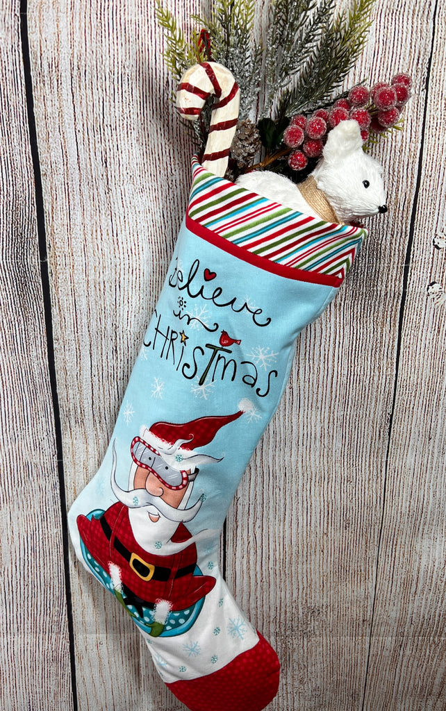 Extreme Santa Stocking Panel White 25437-10 Fabrics Northcott   