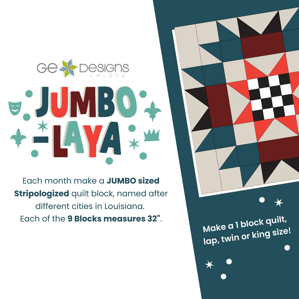 Jumbo-Laya - Block of the Month Program - PDF with video support Pattern GE Designs