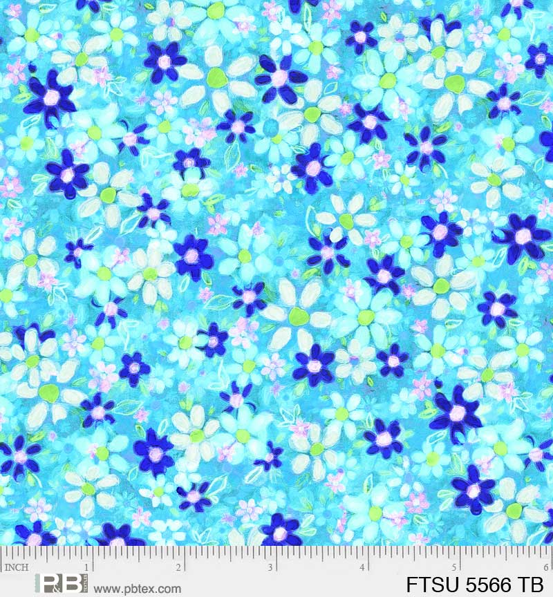Flower to the Sun Packed Flowers Light Blue FTSU 5566 TB W29 Fabrics P&B Textiles