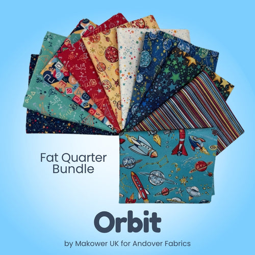 Orbit Fat Quarter Bundle, multicolor quilting fabric by Makower UK