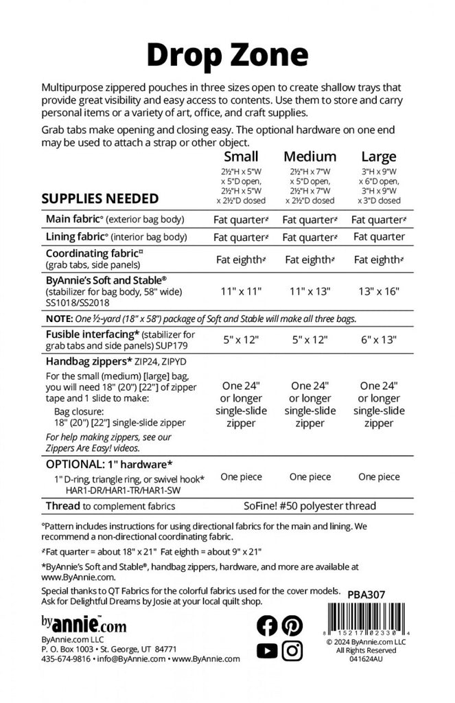 Drop Zone PBA307 Pattern By Annie   
