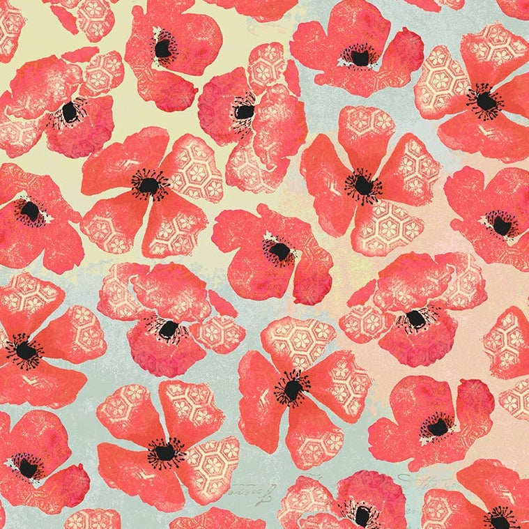 Windham Fabrics Poppy Flowers Multi 108" Wide Backing Fabric- 53460DW-X - 1 YARD Fabrics Windham Fabrics