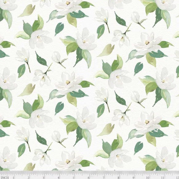 Sweet Magnolia Large Floral White T-25-83 Fabrics P&B Textiles