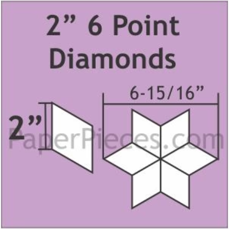 2" 6 Point Diamonds- Small Pack 75 pieces  Paper Pieces   