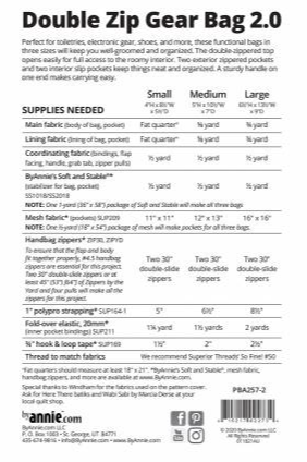 Double Zip Gear Bag 2.0 # PBA257-2 Pattern By Annie   