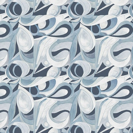 Sea Sisters Swirl Indigo PWSR079 Fabrics Free Spirit   