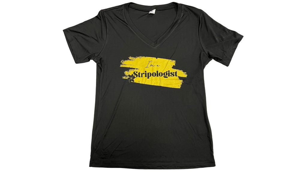 V-Neck Stripologist Gold on Black T-Shirt Apparel & Accessories GE Designs   