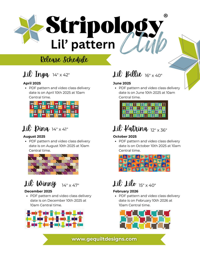 Stripology Lil' Pattern Club - 6 patterns and video classes Pattern GE Designs