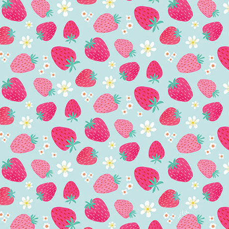 Sweet Summer Strawberries Blue 31395-B Fabrics QT Fabrics