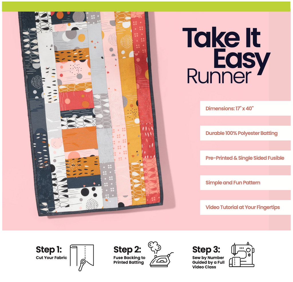 Quilt-As-You-Go Batting Kit PREORDER - Take It Easy Runner Pattern GE Designs