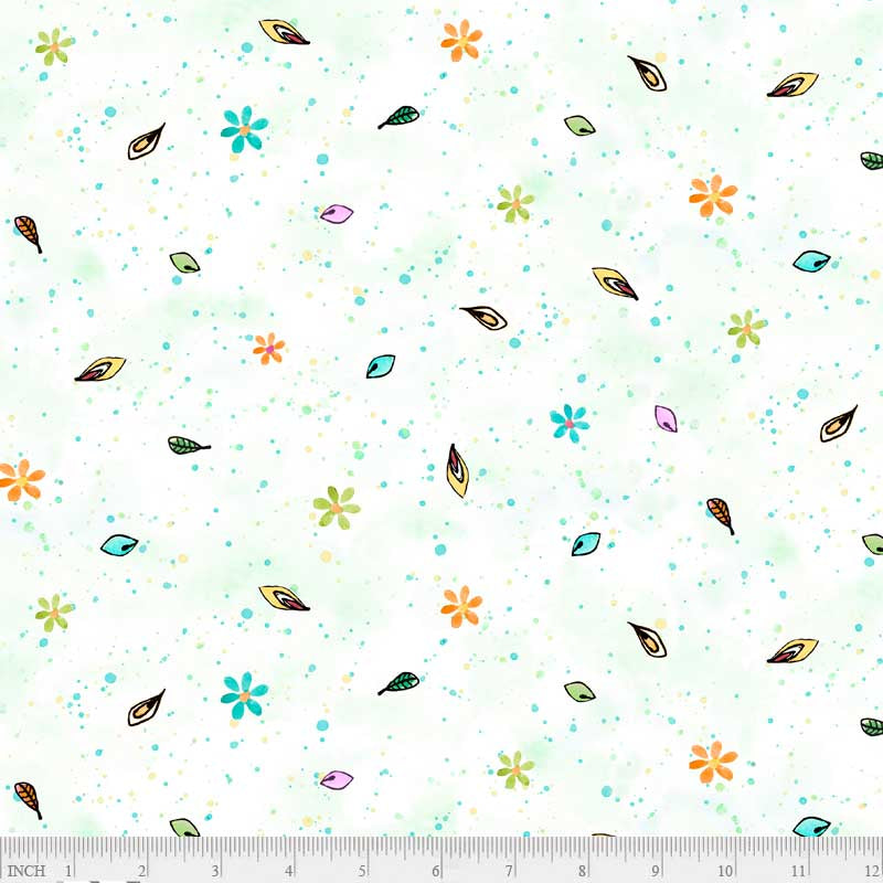 Flower to the Sun Paint Splatter Teal FTSU 5567 WT W25 Fabrics P&B Textiles