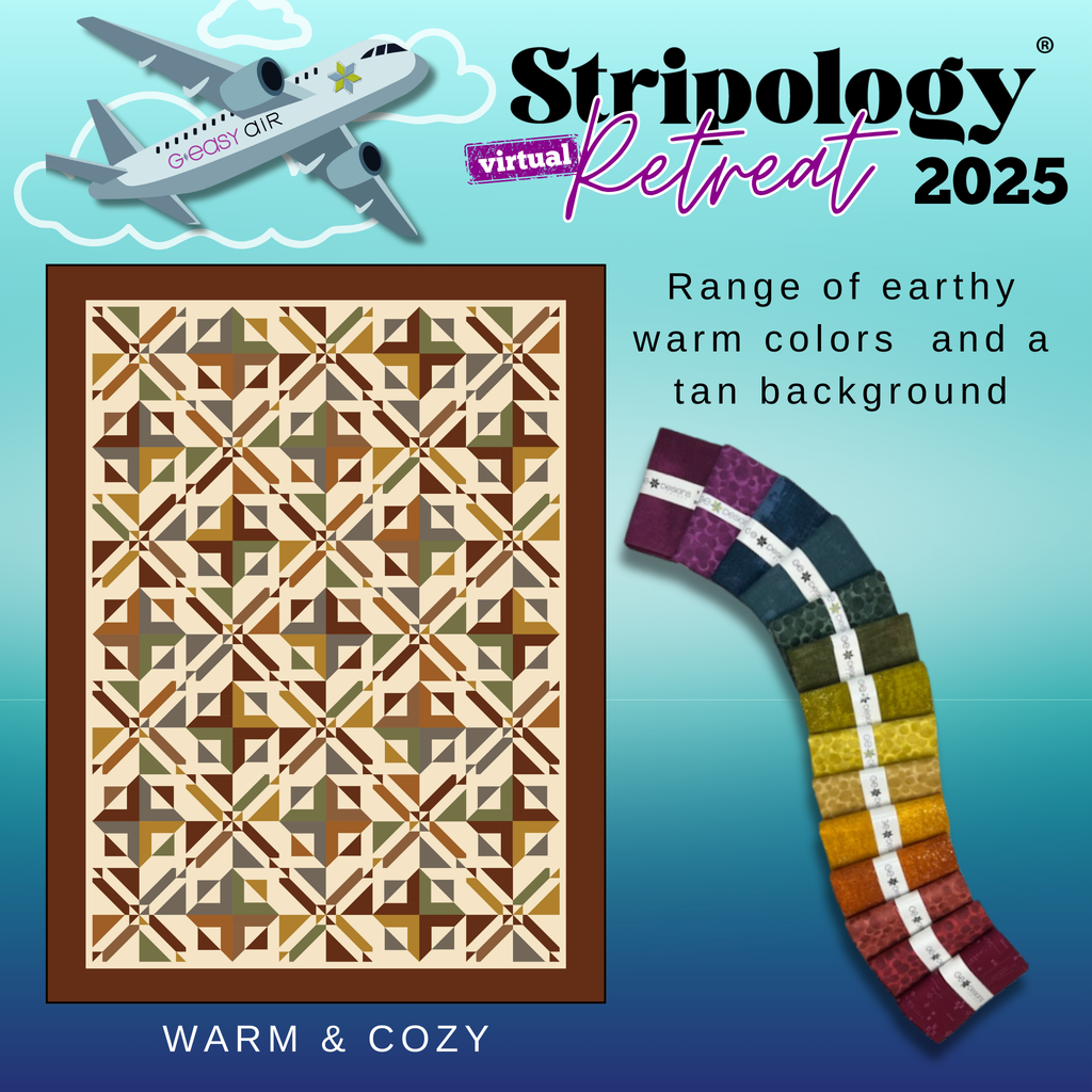 INTERNATIONAL Stripology Virtual Retreat 2025 Session 1 - BOX Fabrics GE Designs Retreat 2025 Kit - Warm and Cozy