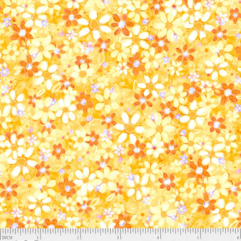 Flower to the Sun Packed Flowers Yellow FTSU 5566 YO W21 Fabrics P&B Textiles