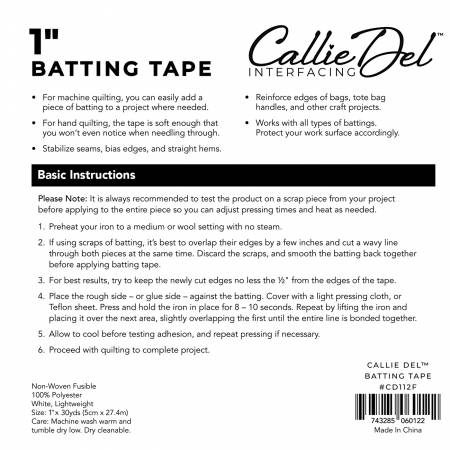 Callie Del® Batting Tape 1in x 30yds #CD112F Checker