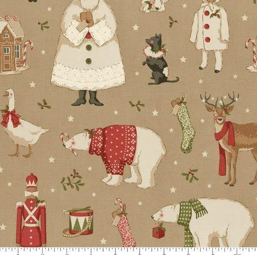 Tilda Merry Little Christmas Winter Friends Clay - 100640 - 3 YARD CUT Fabrics Tilda