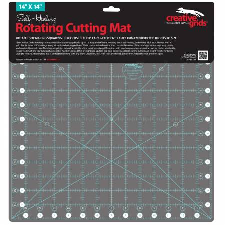 Creative Grids Self-Healing Rotating Rotary Cutting Mat 14in x 14in CGRMATR14 Rulers Checker   