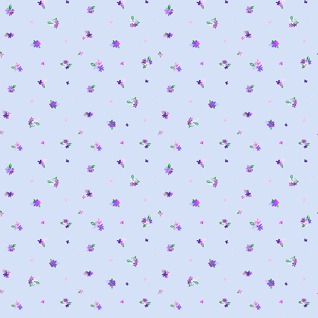 Garden Gems Petite Petals Light Periwinkle Y3633-84 - W96 Fabrics Clothworks