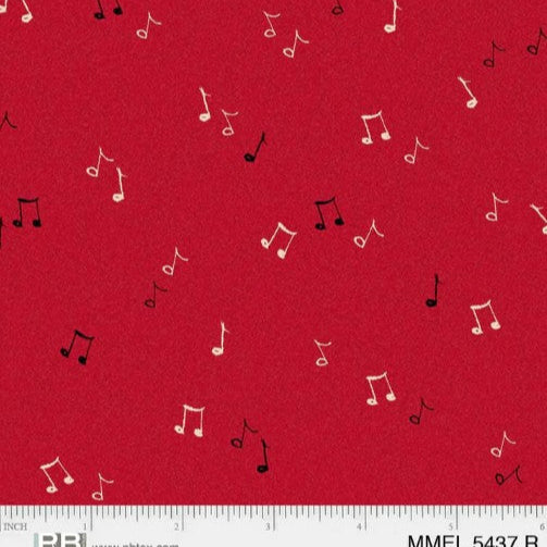 Merry Melody Music Notes Red T-25-8 Fabrics P&B Textiles
