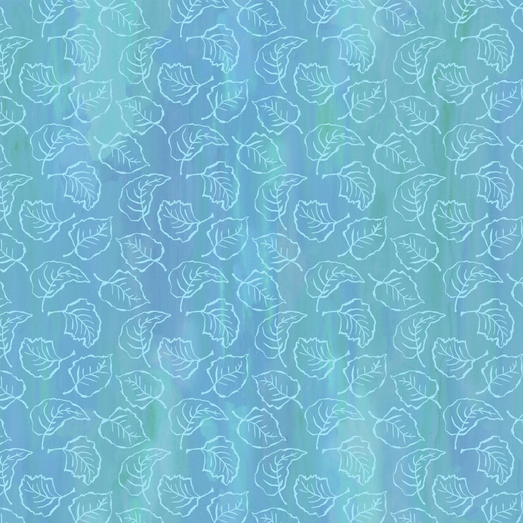 Spring in the Northwoods Blue Stained Glass Leaves T-25-19 Fabrics P&B Textiles