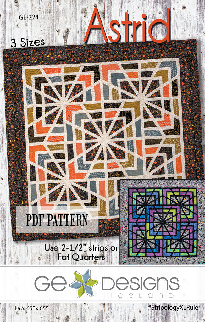 Astrid - PDF Pattern using 2-1/2" strips 224 Pattern GE Designs   