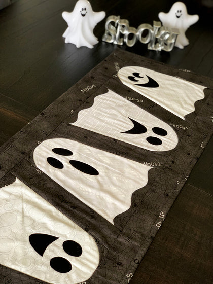 Boo To You Too Table runner, a finished Quilt As You Go project