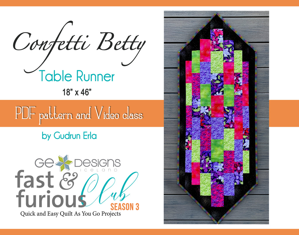 Confetti Betty Table runner - Pattern and video class Pattern GE Designs   