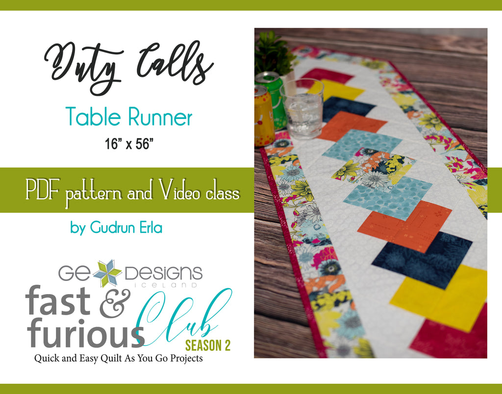 Duty Calls Table runner - Pattern and Video Class Pattern GE Designs   