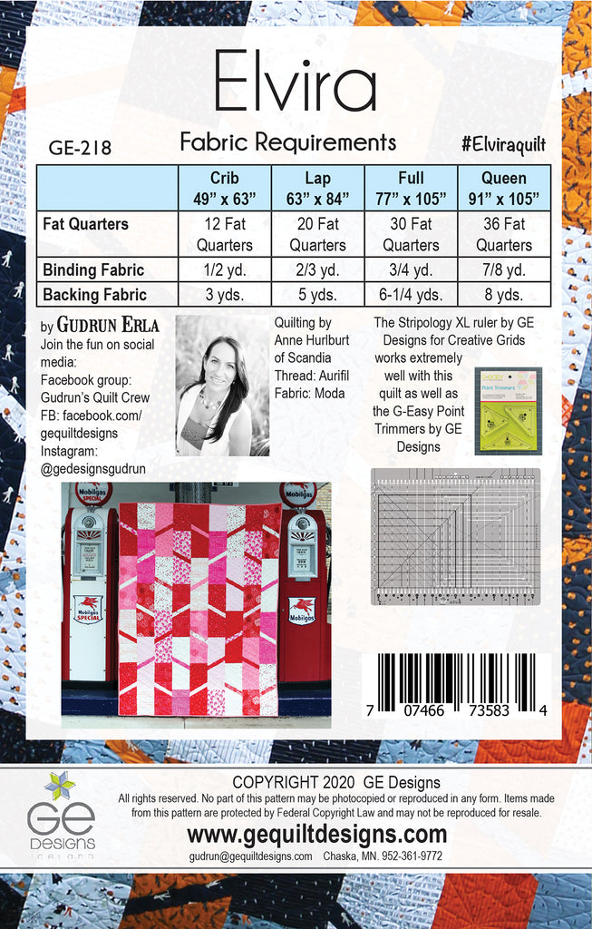 Elvira - Fat Quarter Pattern 218 Pattern GE Designs   