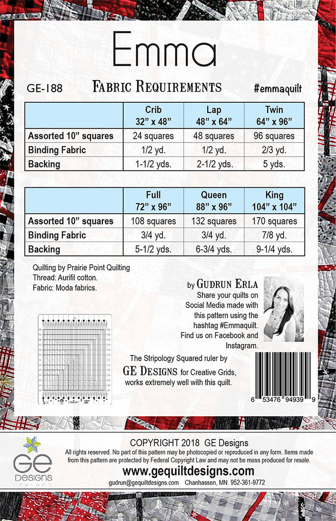 Emma - 10" Square Pattern 188 Pattern GE Designs   