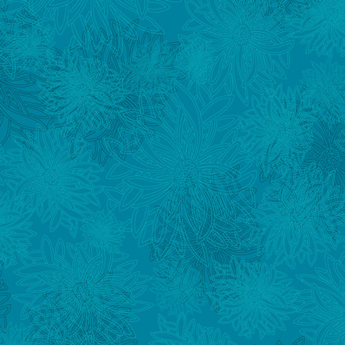 Floral Elements Blue Lagoon 541, quilting fabric by Art Gallery