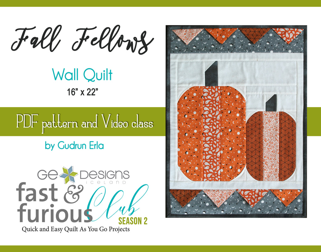 Fall Fellows Wall Quilt - Pattern and Video Class Pattern GE Designs   