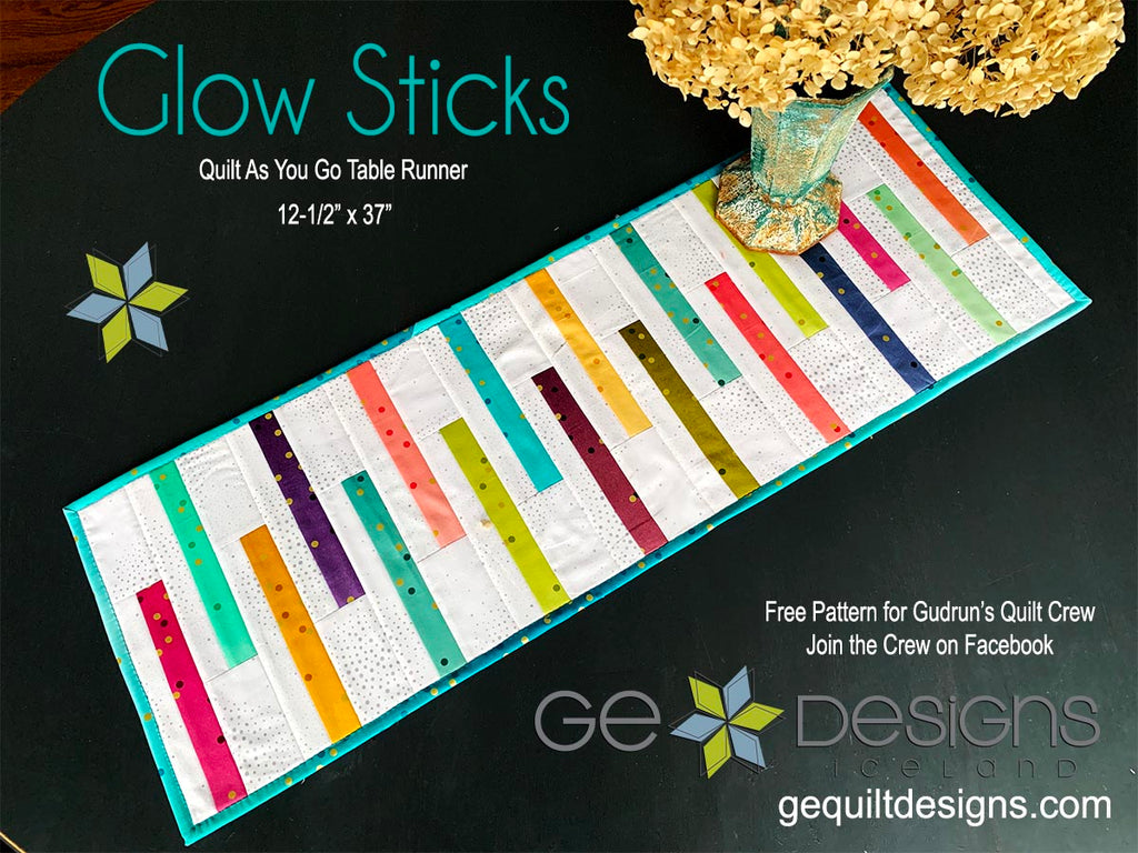 Glow Sticks - Quilt as you go Table runner Pattern GE Designs   