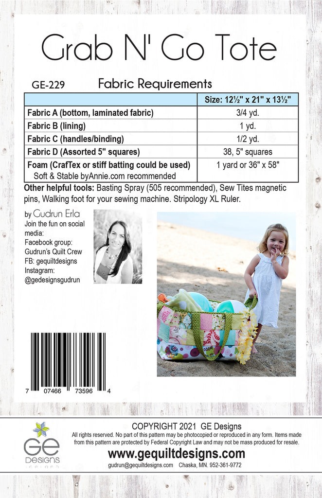 Grab N' Go Tote PDF Pattern 229 Pattern GE Designs   