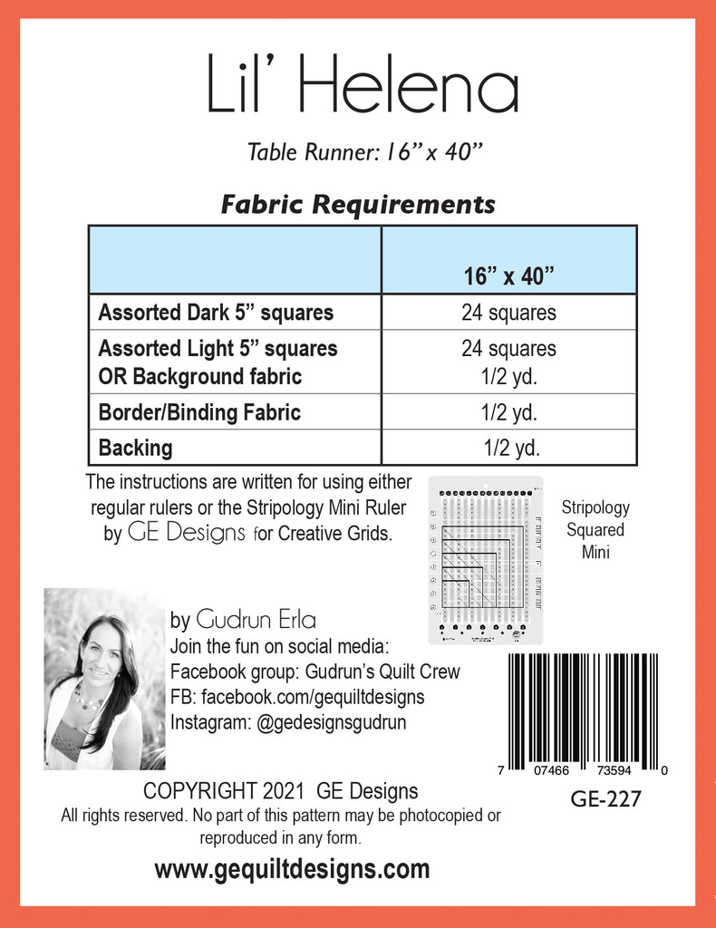 Lil' Helena - Table runner pattern 227 Pattern GE Designs   