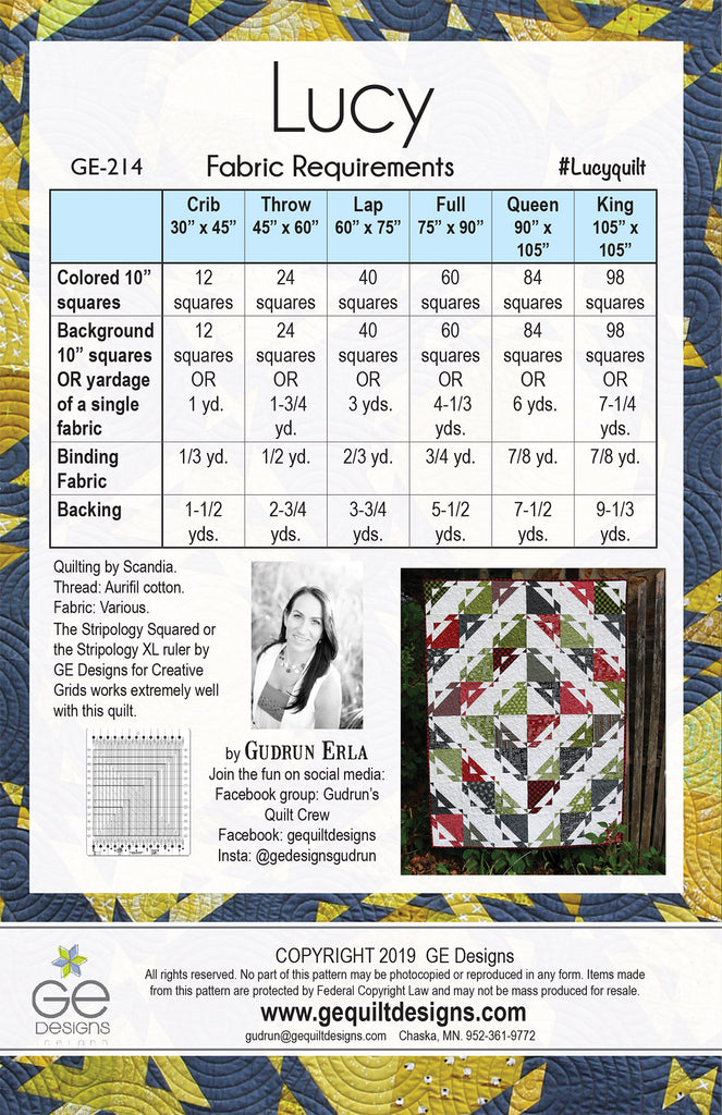 Lucy - 10" Square PDF Pattern 214 Pattern GE Designs   