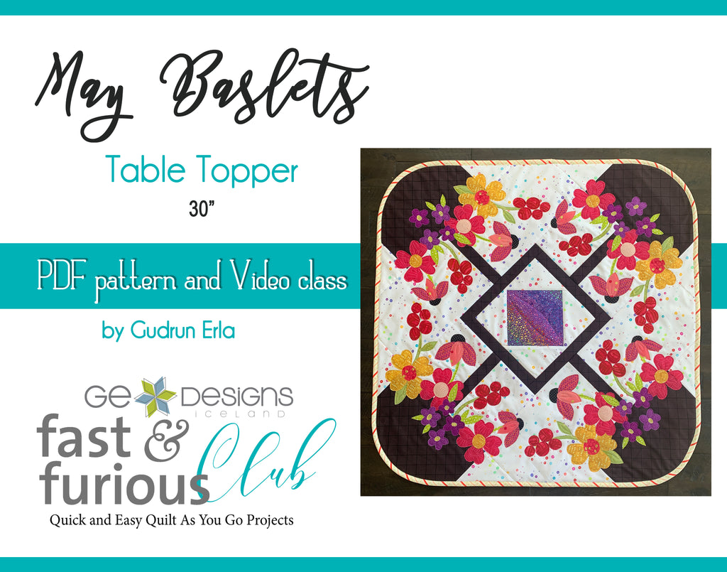 May Baskets Table Topper - Pattern and Video Class Pattern GE Designs   