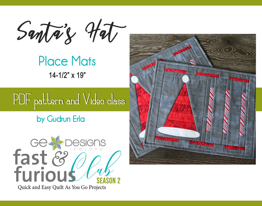 Santa's Hat Place Mats - Pattern and Video Class Pattern GE Designs   