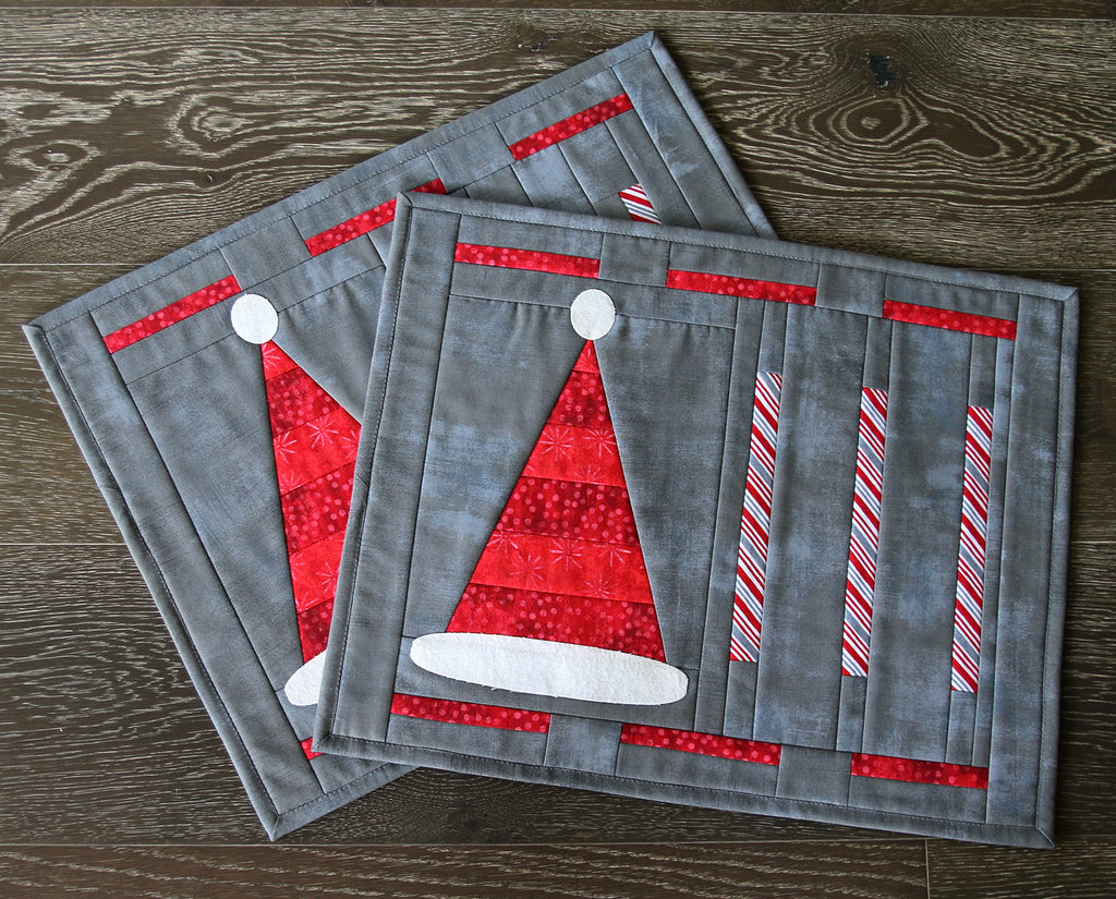 Santa's Hat Place Mats - Pattern and Video Class Pattern GE Designs   