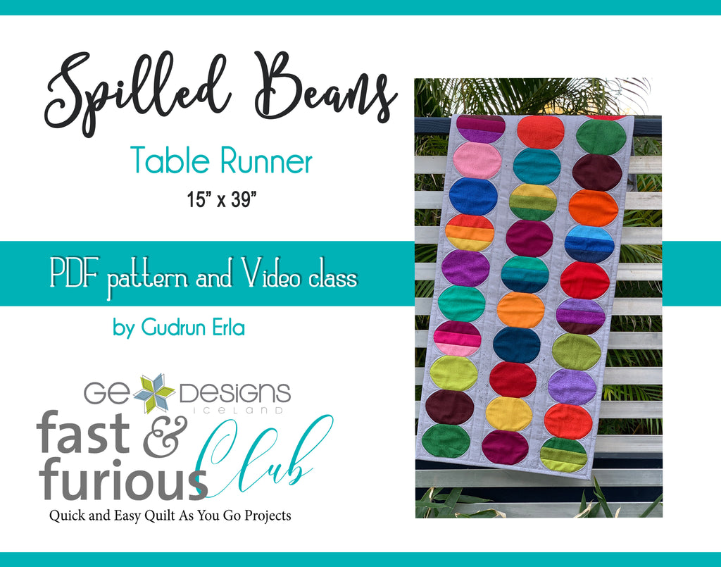 Spilled Beans Table runner - Pattern and video class Pattern GE Designs